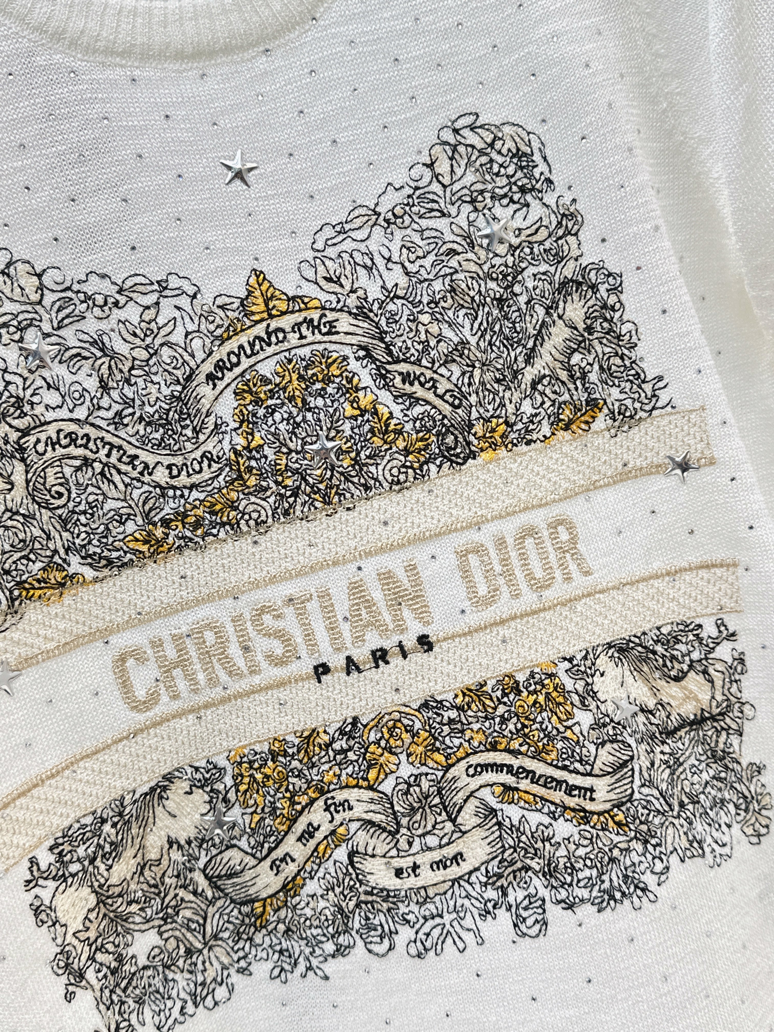 26SS — Embroidered Short-Sleeve Knit Top