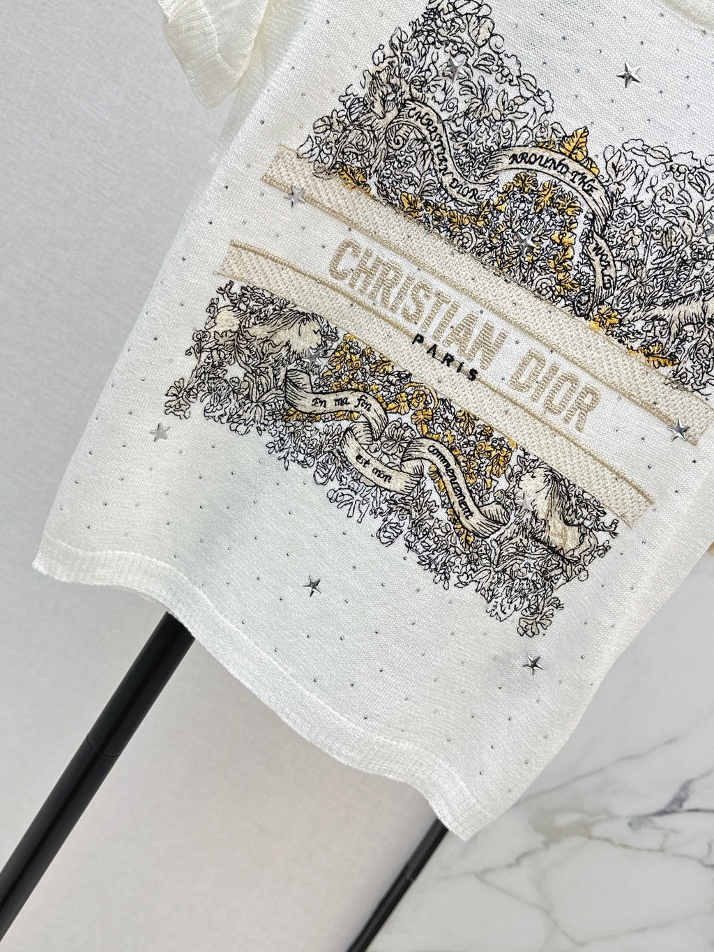 26SS — Embroidered Short-Sleeve Knit Top