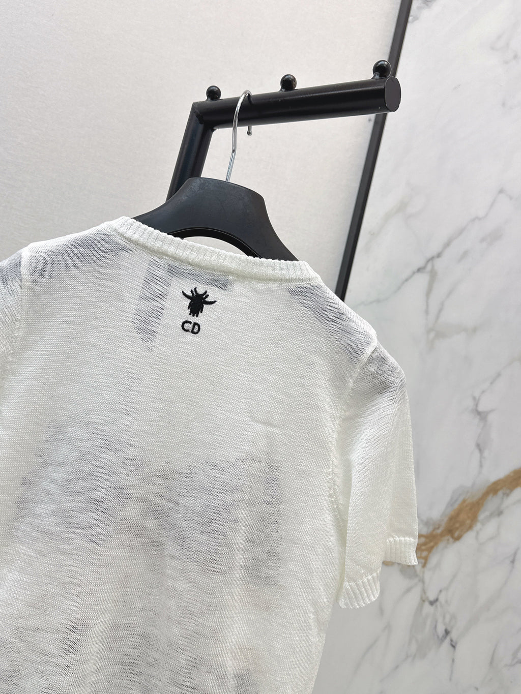 26SS — Embroidered Short-Sleeve Knit Top