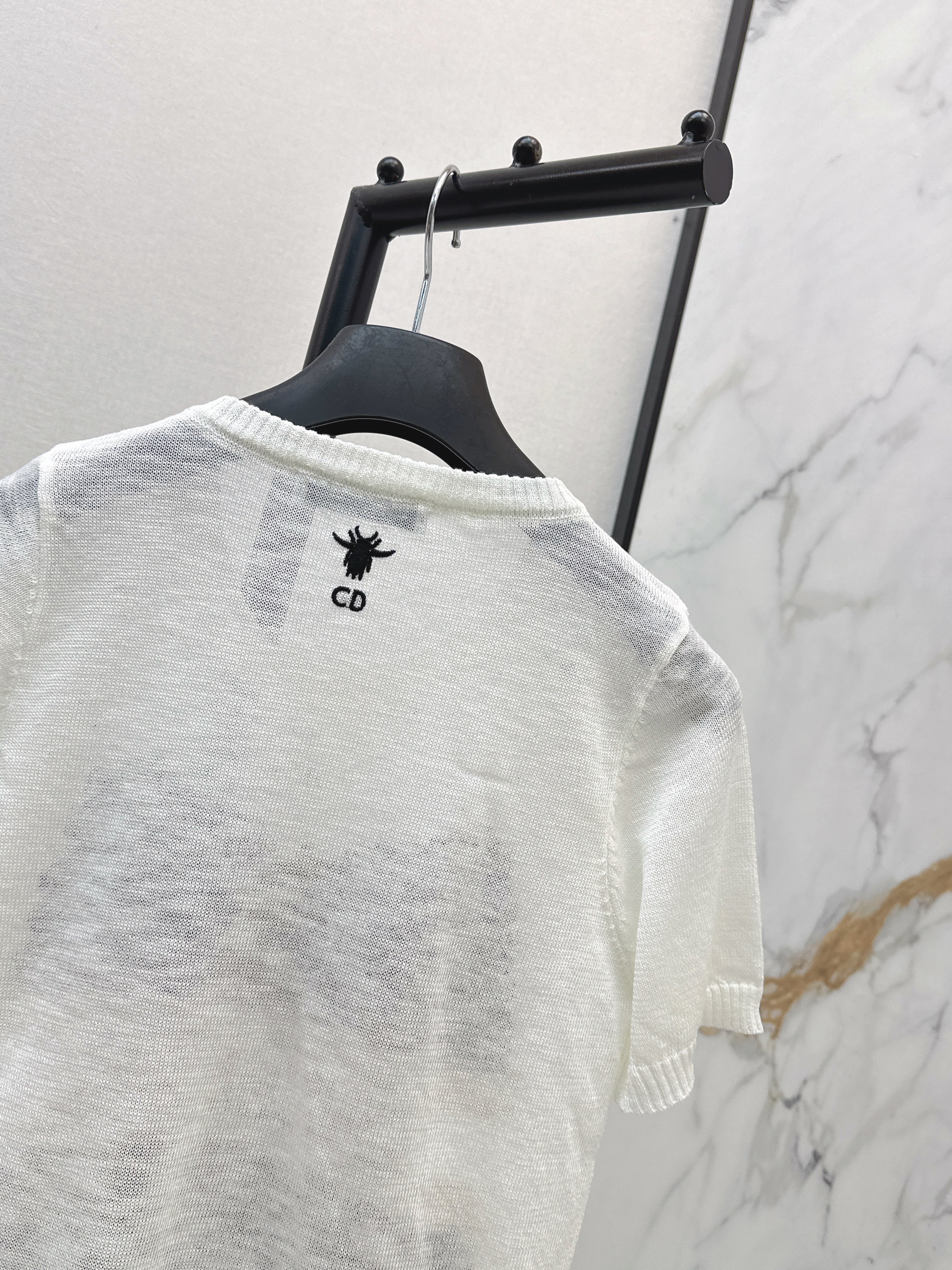 26SS — Embroidered Short-Sleeve Knit Top
