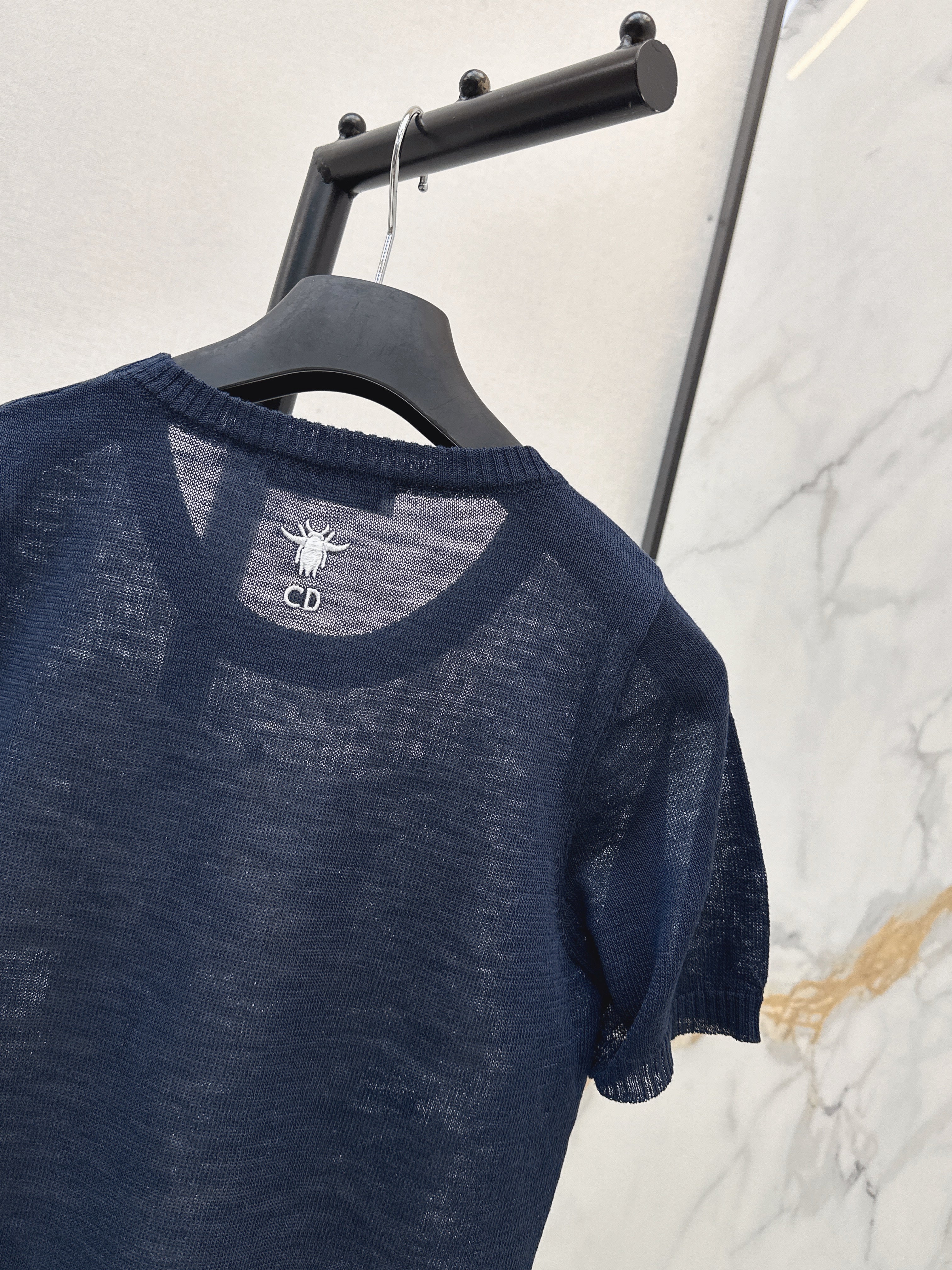 26SS — Embroidered Short-Sleeve Knit Top