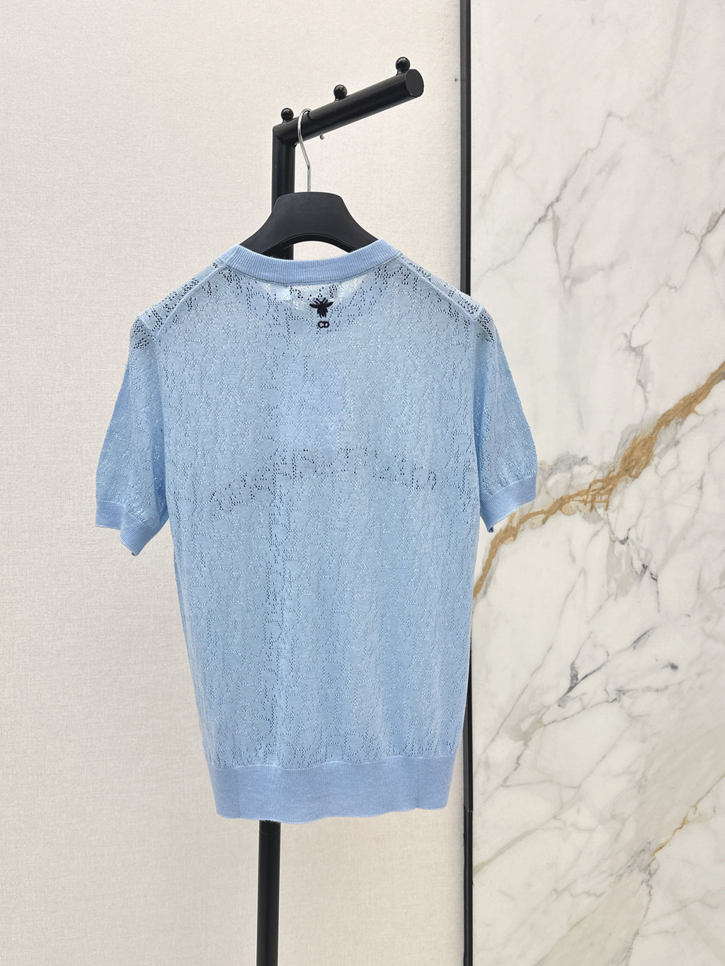 SS26 — Jacquard-Knit Cropped Short-Sleeve Top