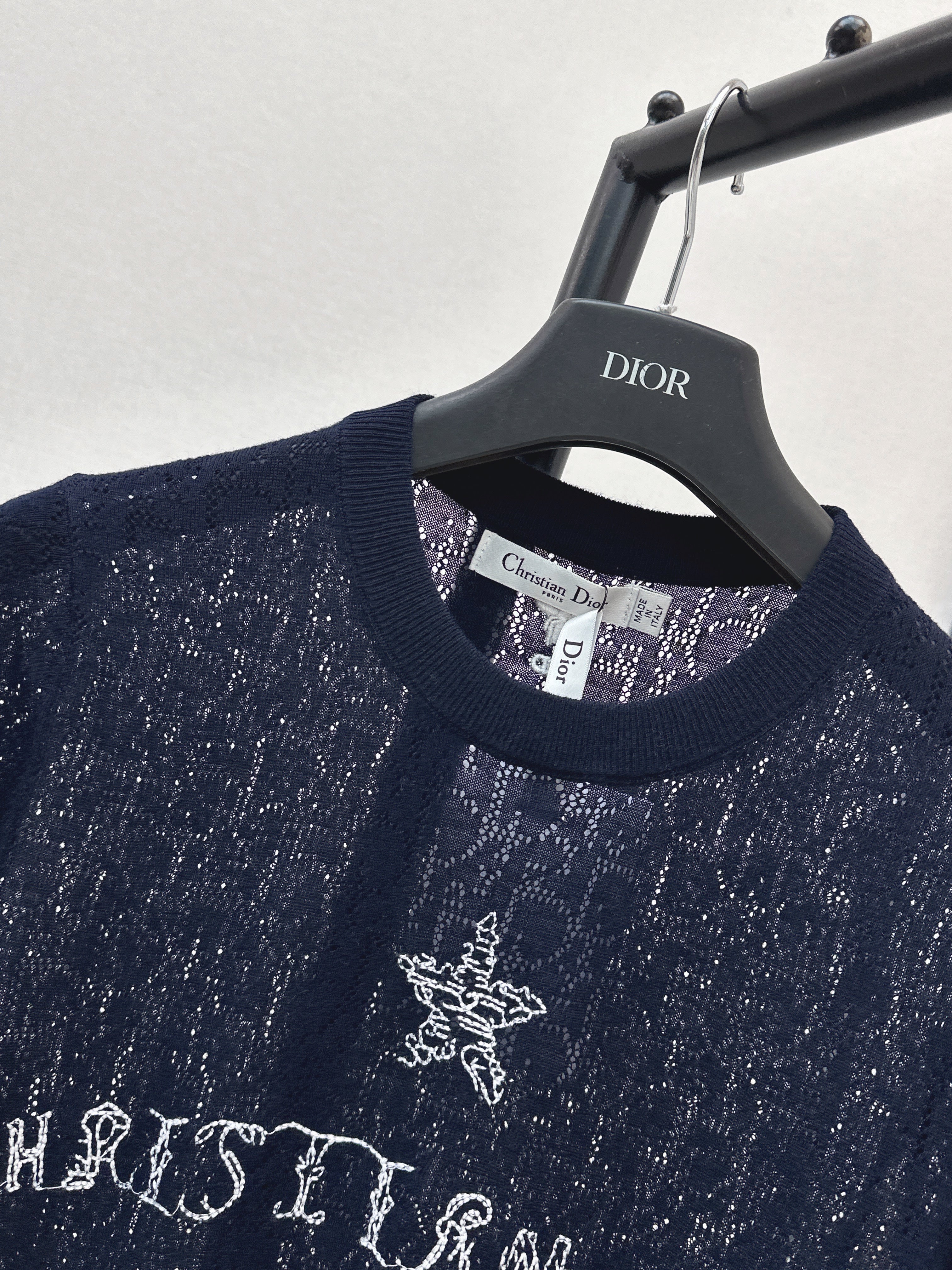 SS26 — Jacquard-Knit Cropped Short-Sleeve Top