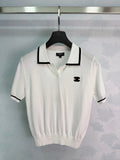 26  New White Knitted Polo Shirt