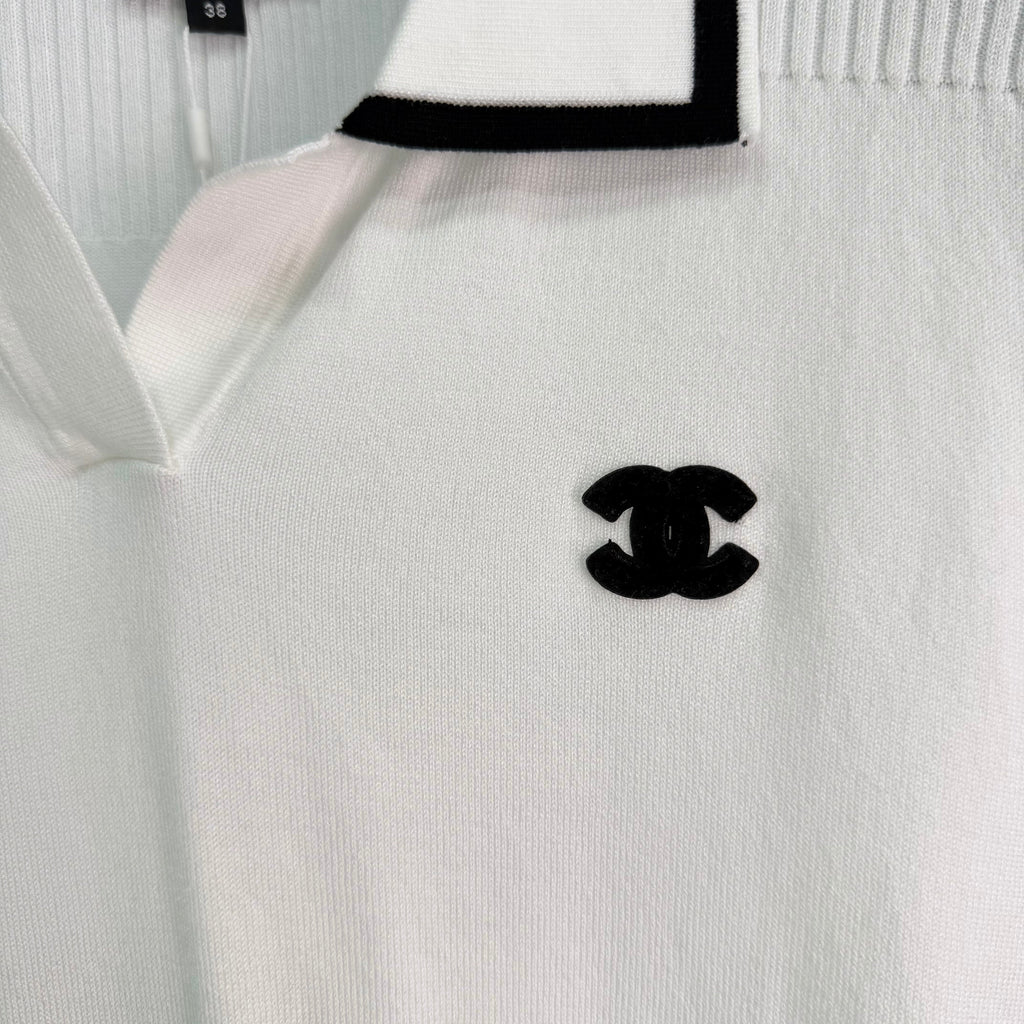 26  New White Knitted Polo Shirt