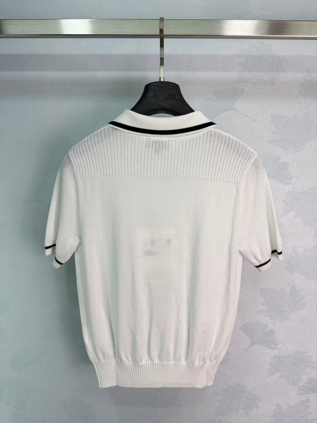 26  New White Knitted Polo Shirt