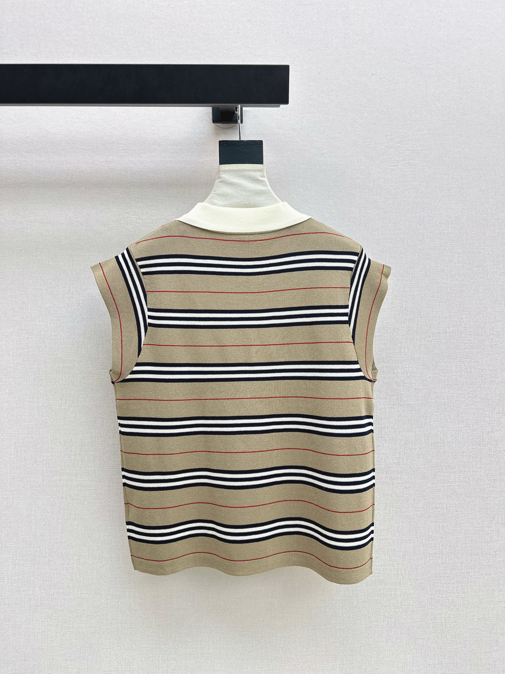 26SS - New Color-Blocked Striped Knit Sweater with Lapel