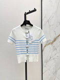 26SS - New striped knit top with bow embellishment