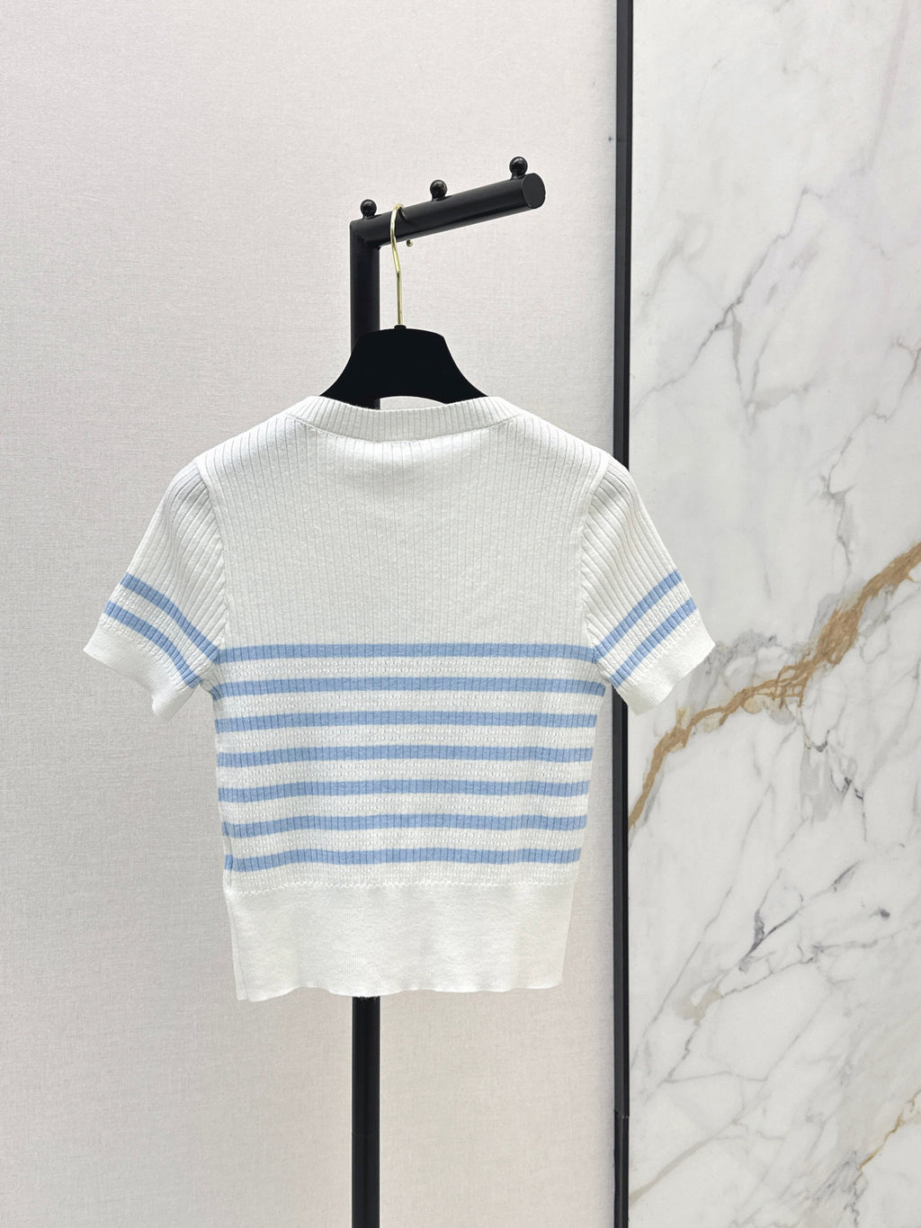 26SS - New striped knit top with bow embellishment