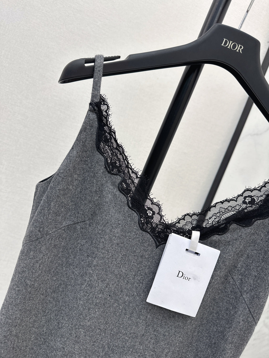 Newest early autumn style high-end gray patchwork lace slip dress