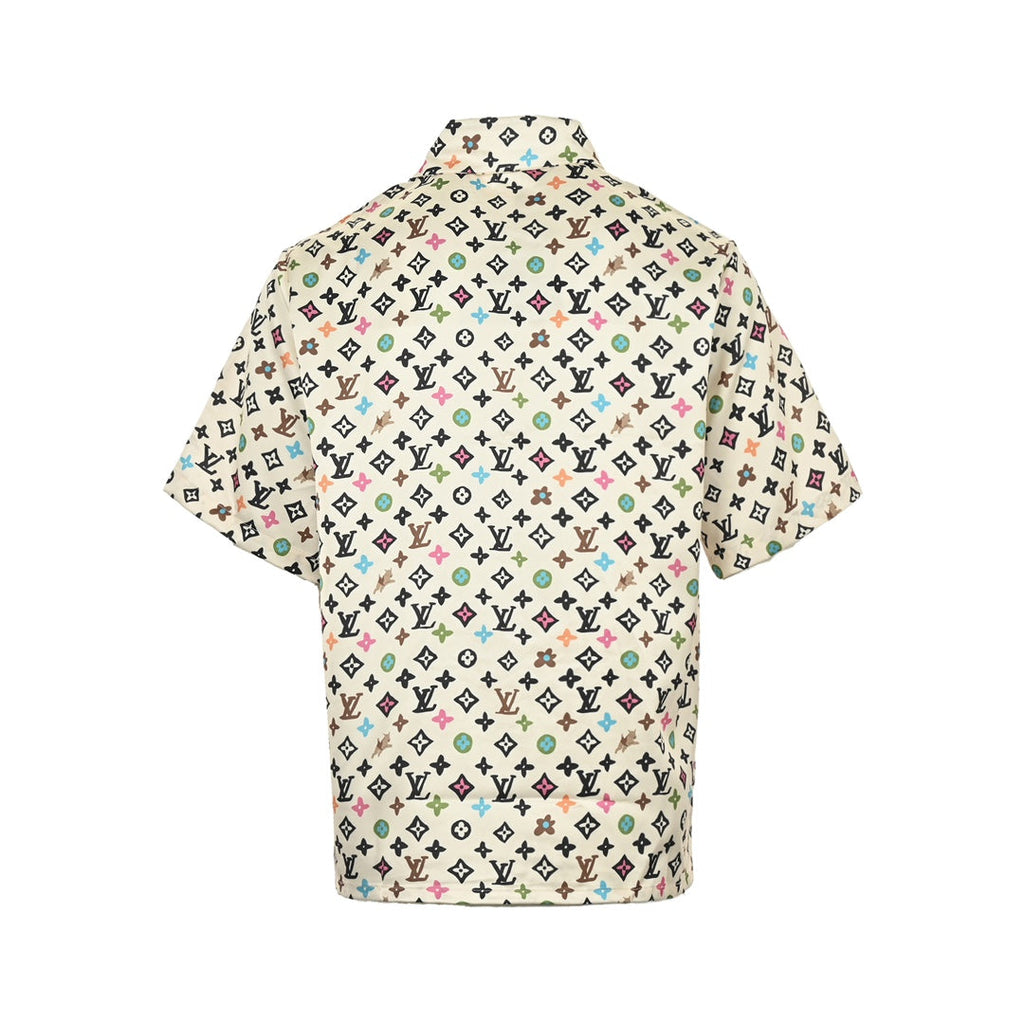 All-over printed silk short-sleeved shirt