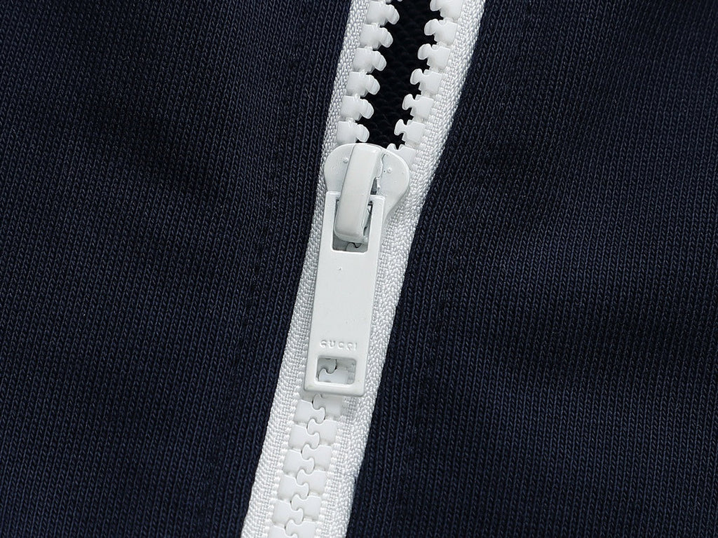 New embroidered  letter logo couple style zipper hooded jacket