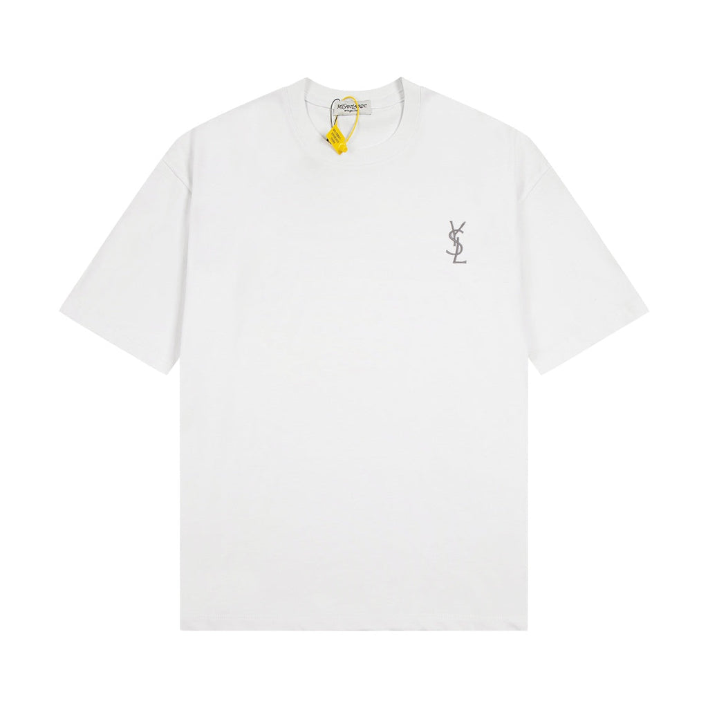 Chest embroidered crew neck T-shirt