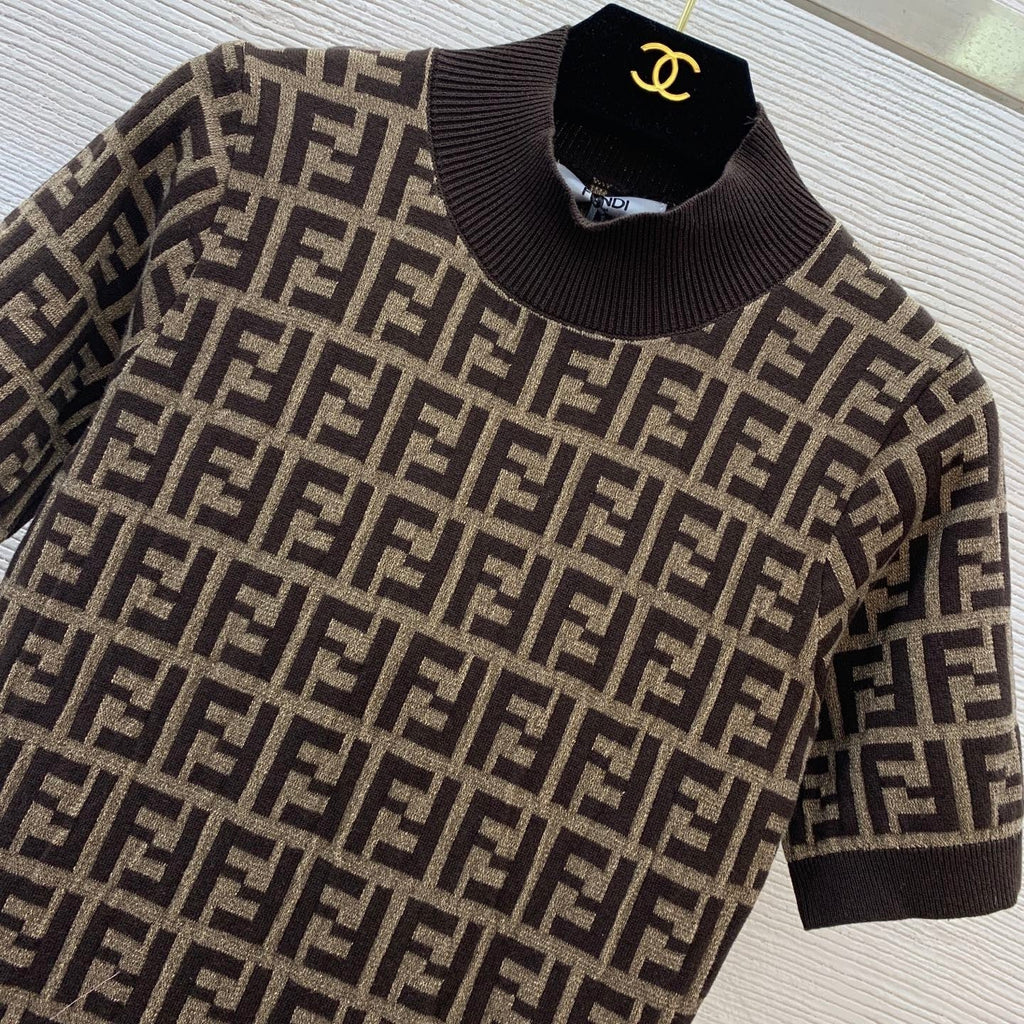jacquard slimming stretch knit short sleeve dress