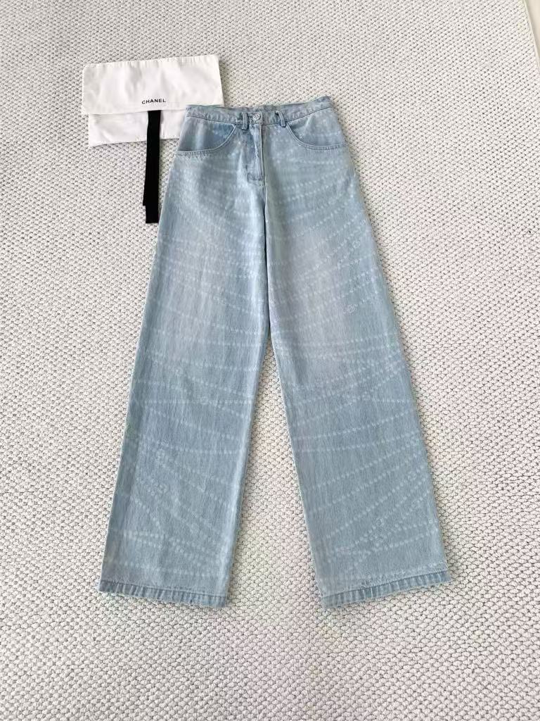 Pearl Print Wide-Leg Jeans