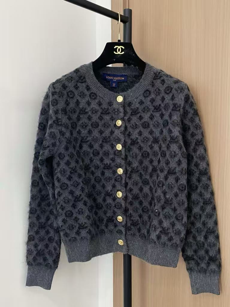 Simple monogram mohair cardigan