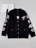 Cartoon girl pattern knitted cardigan