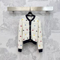 Crew-neck knit cardigan