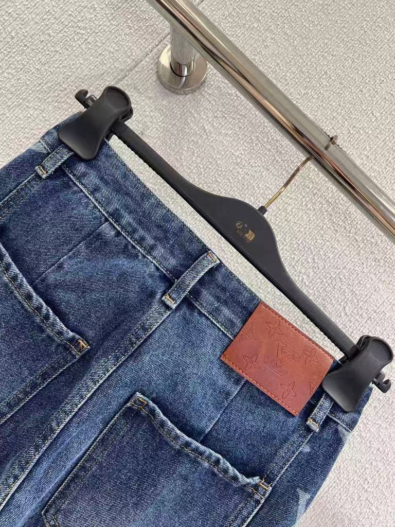New Fall/Winter Retro Denim Laser Printed Wide-Leg Pants