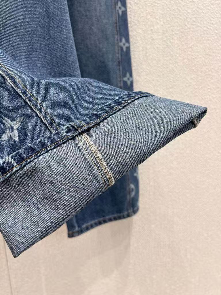 New Fall/Winter Retro Denim Laser Printed Wide-Leg Pants