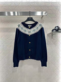 Heavy Crochet Crew Neck Cardigan