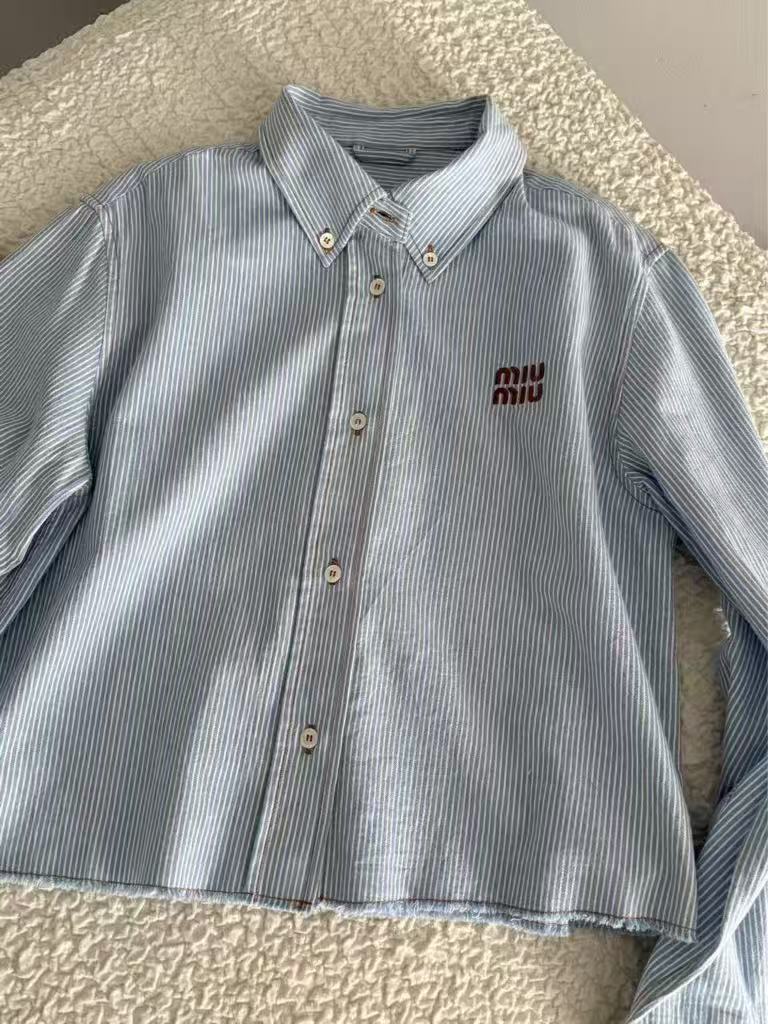 Blue and White Striped Shirt.