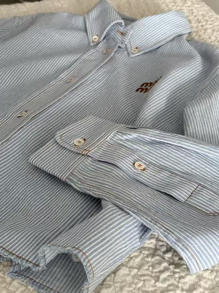 Blue and White Striped Shirt.
