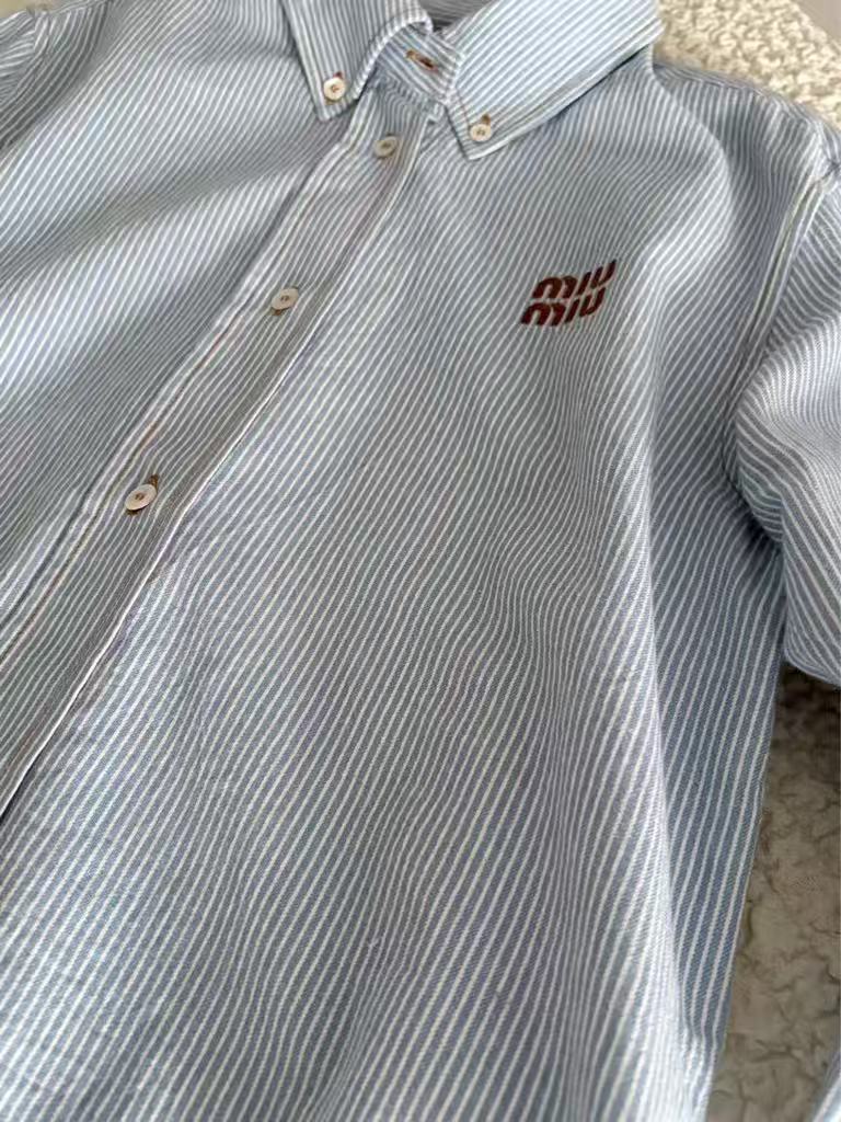 Blue and White Striped Shirt.