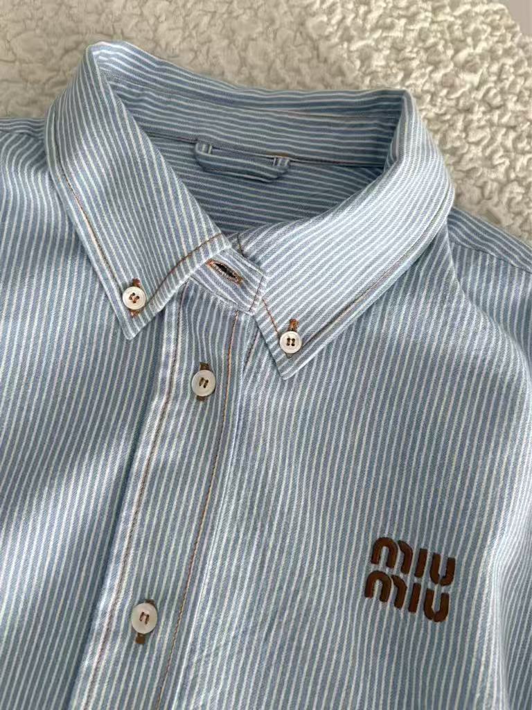 Blue and White Striped Shirt.