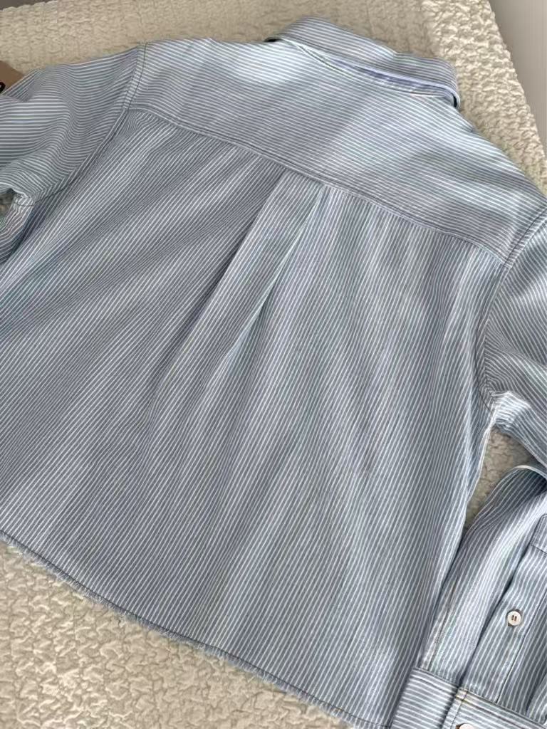 Blue and White Striped Shirt.
