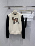 Deer Jacquard Pure Wool Color Block