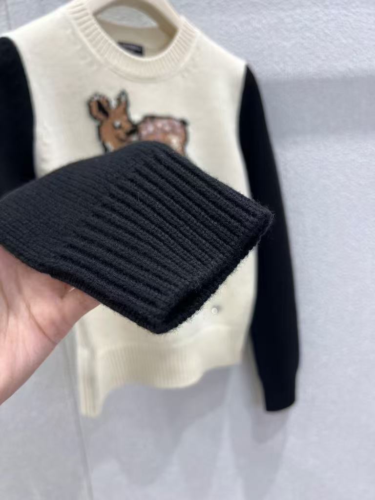 Deer Jacquard Pure Wool Color Block