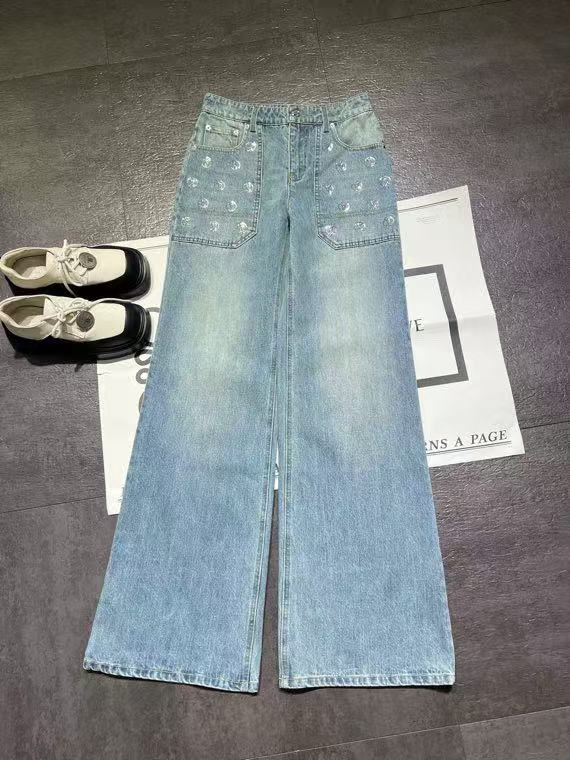 New sequined flared jeans