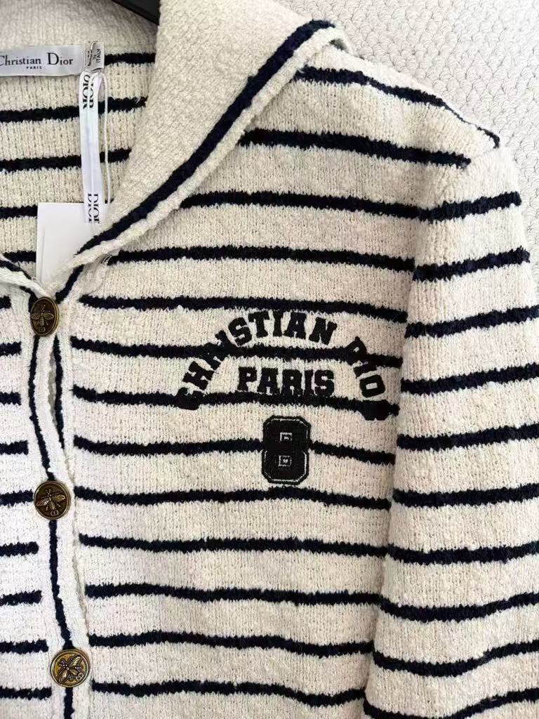 25FW New Collection Lapel Collar Striped Cardigan