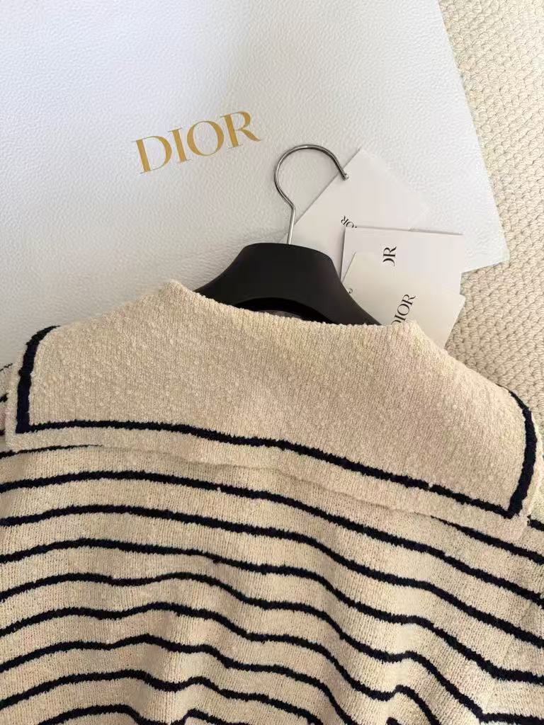 25FW New Collection Lapel Collar Striped Cardigan