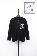 Intarsia knit baseball cardigan