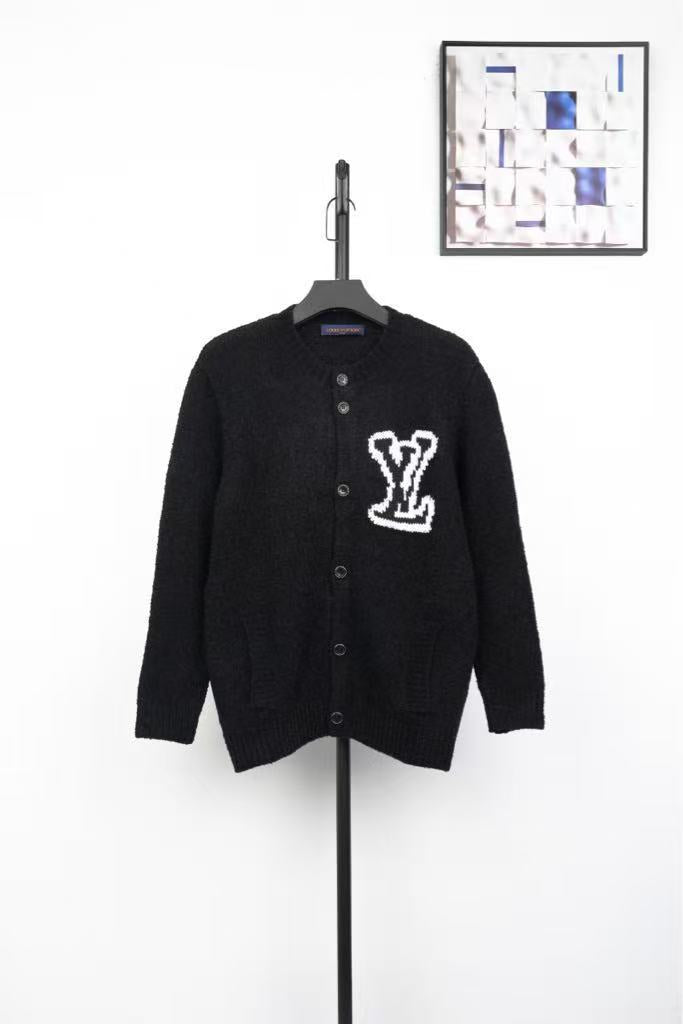 Intarsia knit baseball cardigan