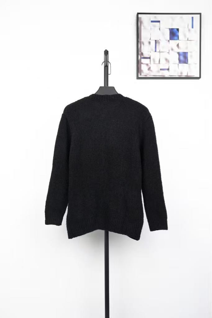 Intarsia knit baseball cardigan