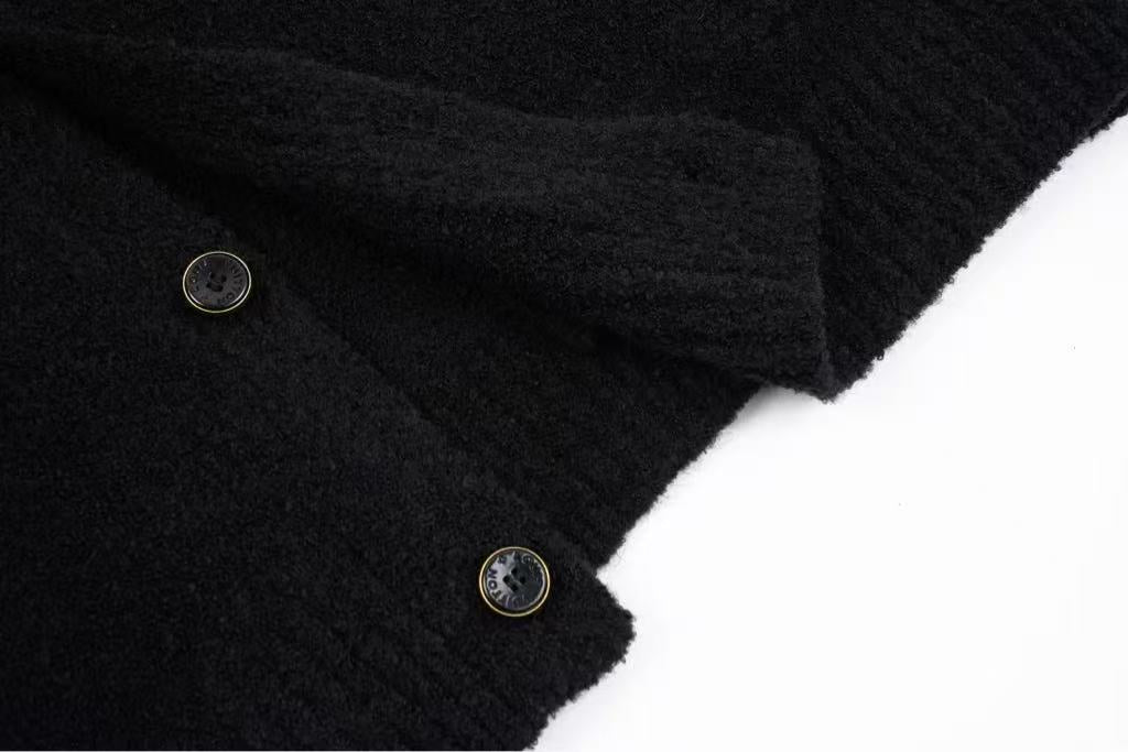 Intarsia knit baseball cardigan