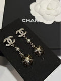 26C Early Spring Collection: Black enamel camellia flower silver stud earrings