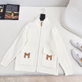 Newest Fall/Winter Classic Pattern Embellished Pocket Wool Knit Cardigan