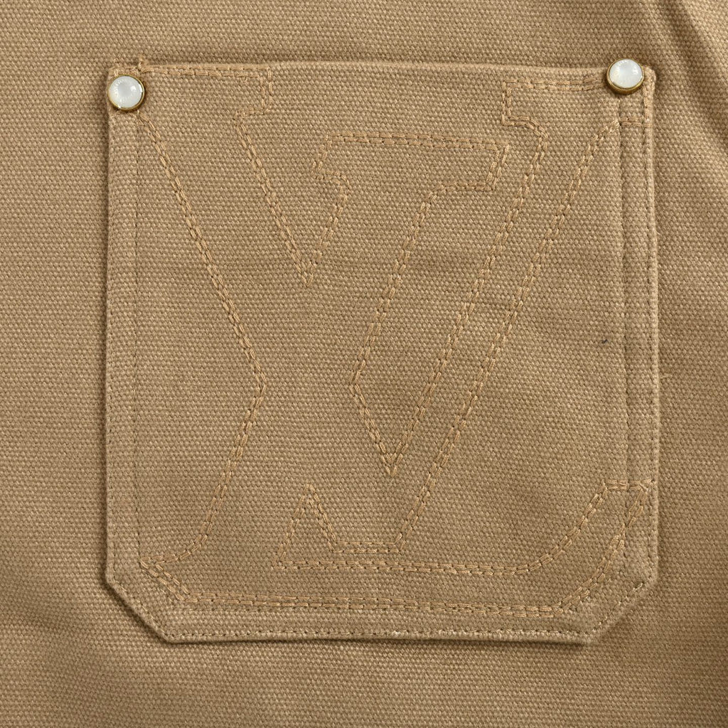 Khaki pocket cotton canvas workwear belted jacket