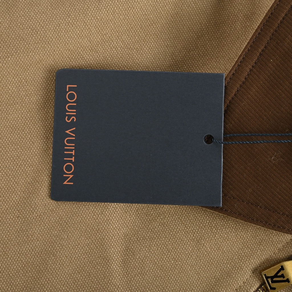 Khaki pocket cotton canvas workwear belted jacket