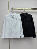 Ruffled trim long-sleeved shirt