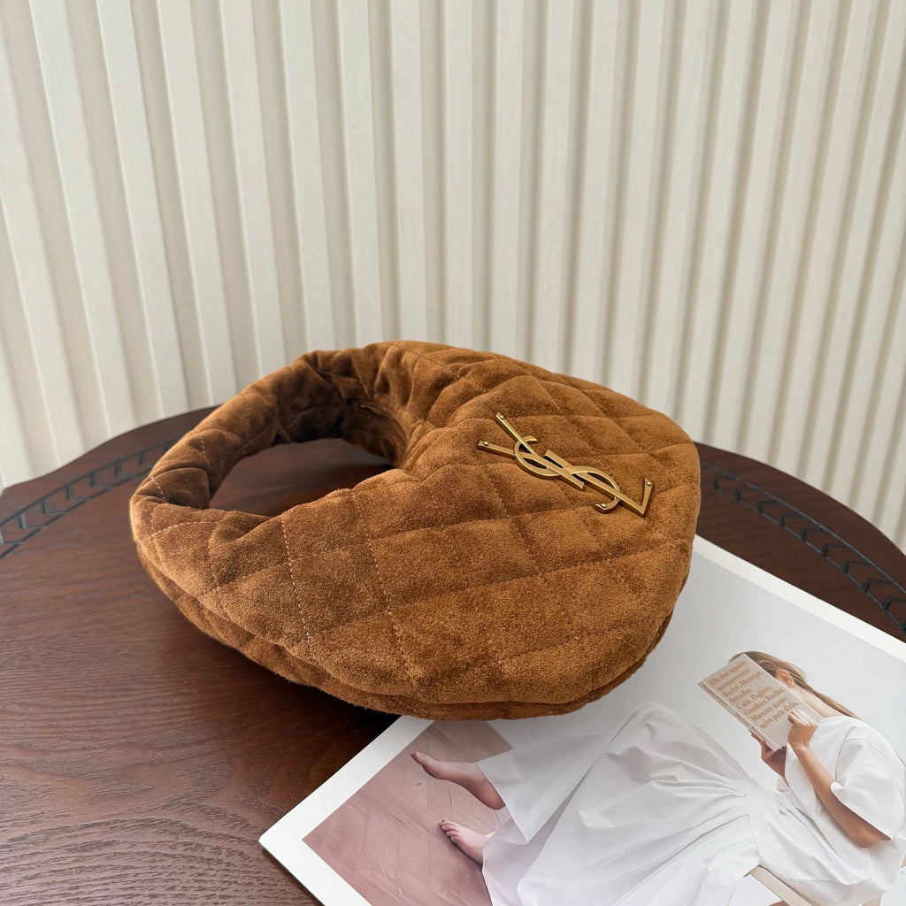 Elegant Handbag in Vintage Brown with Textured Suede