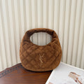Elegant Handbag in Vintage Brown with Textured Suede