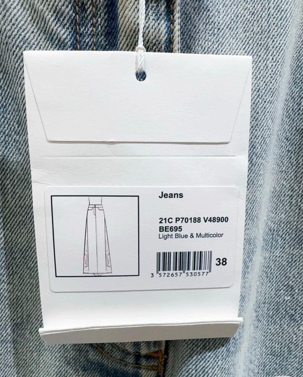 Paneled Wide-Leg Denim Pants