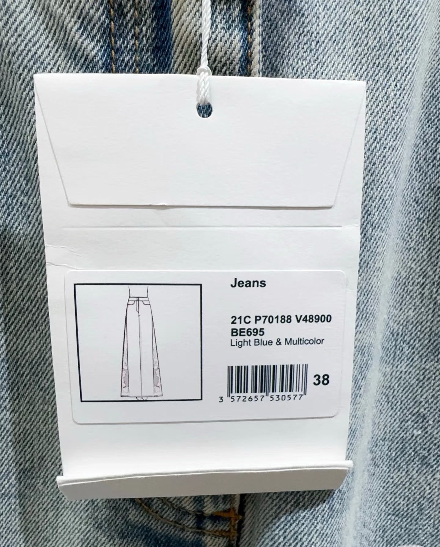 Paneled Wide-Leg Denim Pants