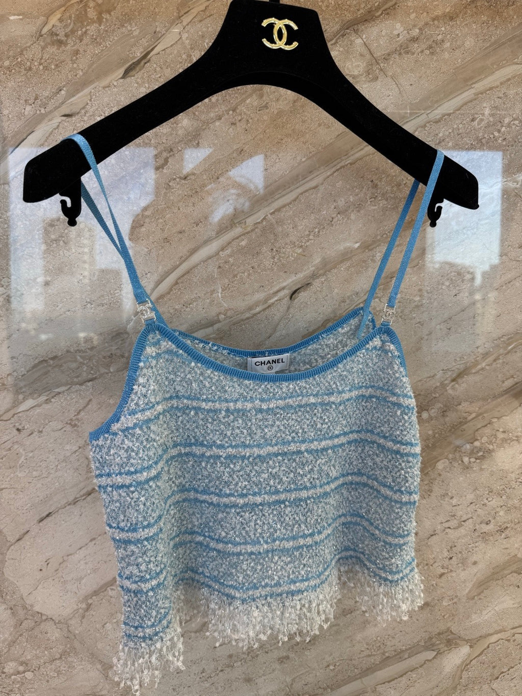 26C Early Spring Collection Blue Sequin Spaghetti-Strap Camisole