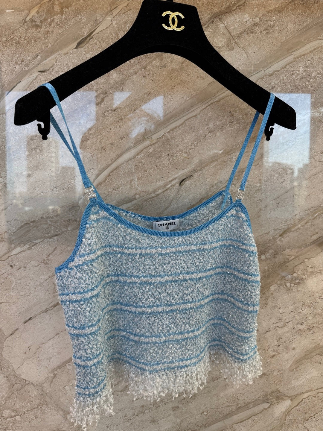26C Early Spring Collection Blue Sequin Spaghetti-Strap Camisole